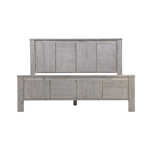 Noe Solid Timber Acacia Veneered Bed in White Ash 
